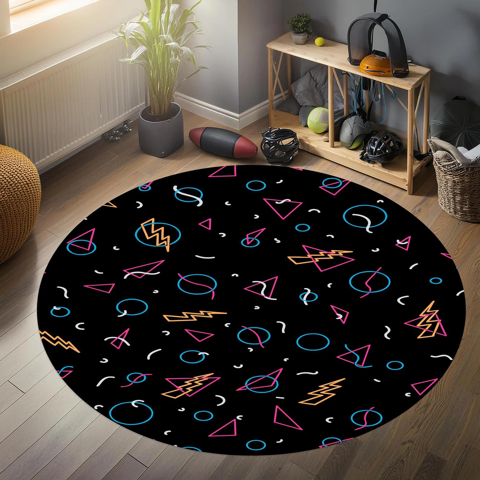 Runder Teppich Arcade Spacey für Spielzimmer Gaming Teppich Arcade Teppich Beliebte Wohnzimmer Dekoration Rutschfest Waschbar Bereich 60cm gray