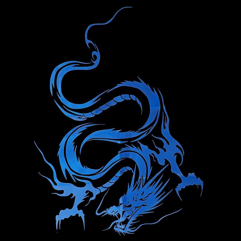 Reflektierende Drachen-Totem-Kratzaufkleber, Autoaufkleber, Ganzkörper-Auto-Kopf-Styling-Aufkleber blau