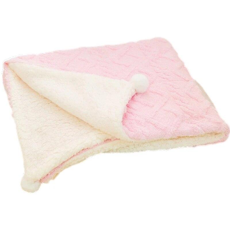 Verdickte Haustierdecke, Winter-warme Haustier-Schlafmatte für Hunde und Katzen, flauschig weich, Katzen-Sofakissen, Welpen-Kätzchen-Bettmatte, Heimtierbedarf XL-78x100cm rosa