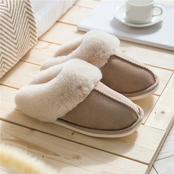 Plüsch Warme Home Flache Hausschuhe Leichte Weiche Bequeme Winter Hausschuhe Damen Baumwolle Schuhe Indoor Plüsch Hausschuhe 42-43 kaffeebraun