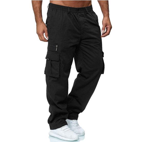 Männer Cargo Hosen Casual Multi Taschen Militärische Taktische Hosen Männlichen Outwear Lose Gerade Hosen Lange Hosen Plus Größe Hosen XL schwarz