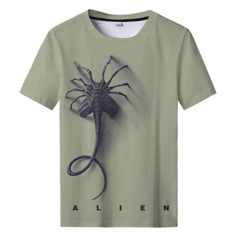 Sommer Neu Alien Kunst 3D Druck T-Shirt Für Herren Kleidung Täglich Lässiges T-Shirt Horror Alien Film Grafik Harajuku Oberteile T-Shirts XL