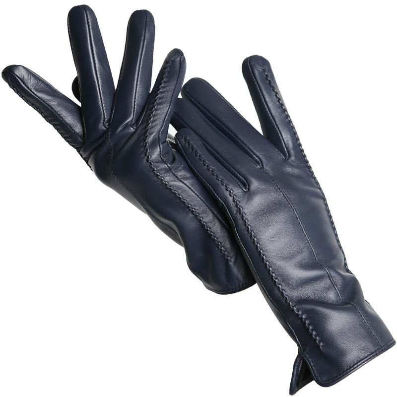 Mode frauen handschuhe Farbe Schaffell Winter Warme Dünne Touchscreen handschuhe Hohe Qualität 6.5 dunkelblaue