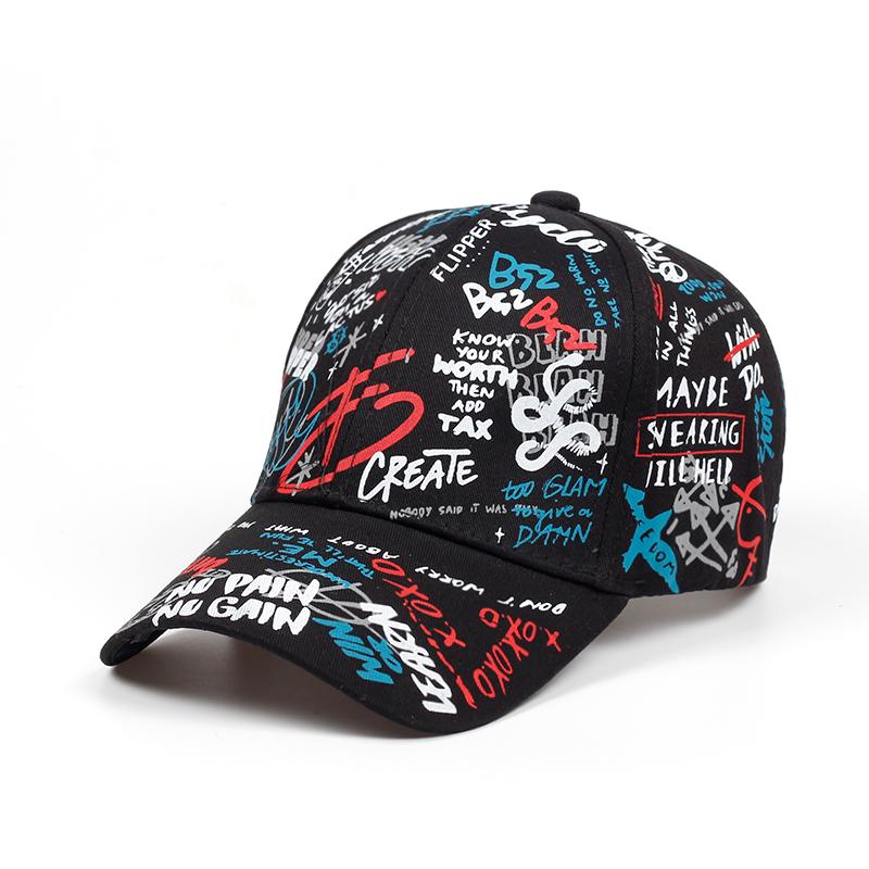 Sommer Baseball Cap Graffiti Sun Caps Hip Hop Visier Hut Einstellbare Snap-back Hüte Für Frauen Golf Kappe schwarz