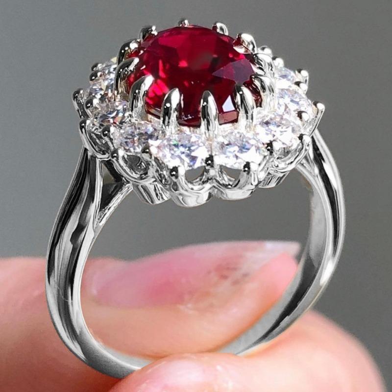 Schmuck Rubin Ring Einfache frauen Diamant Schmuck Ehering 9 silber