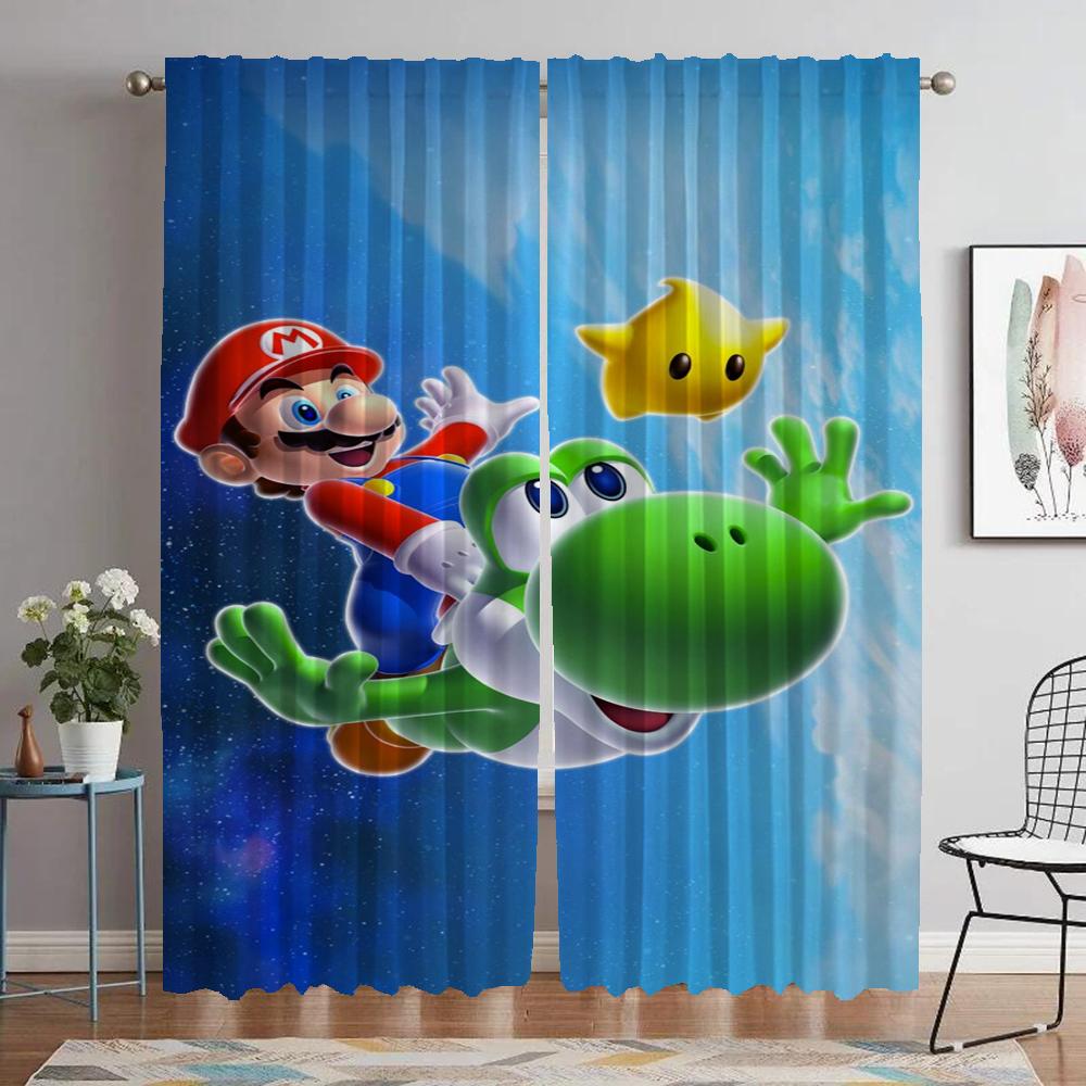 Trennwand Marios Shades Verdunkelungsvorhänge für Wohnzimmer Vorhang Home Interior Vorhänge 2 Stück Tüll für Schlafzimmer Küche W74xH114cmx2pcs-CL