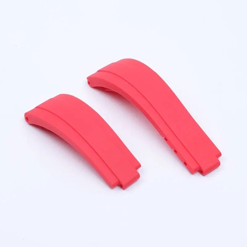 20 mm verstellbares Uhrenarmband für Rolex-Armband für DAYTONA SUBMARINER GMT Yacht-Master OYSTERFLEX Glidelock-Gummi-Uhrenarmband Logo & No Buckle-20mm rot