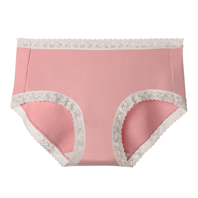 Baumwoll-Damenunterwäsche, antibakterielle Spitzenunterwäsche, mittlere Taille, Damen-Shorts, hochelastische Dreieckshose M rose rot