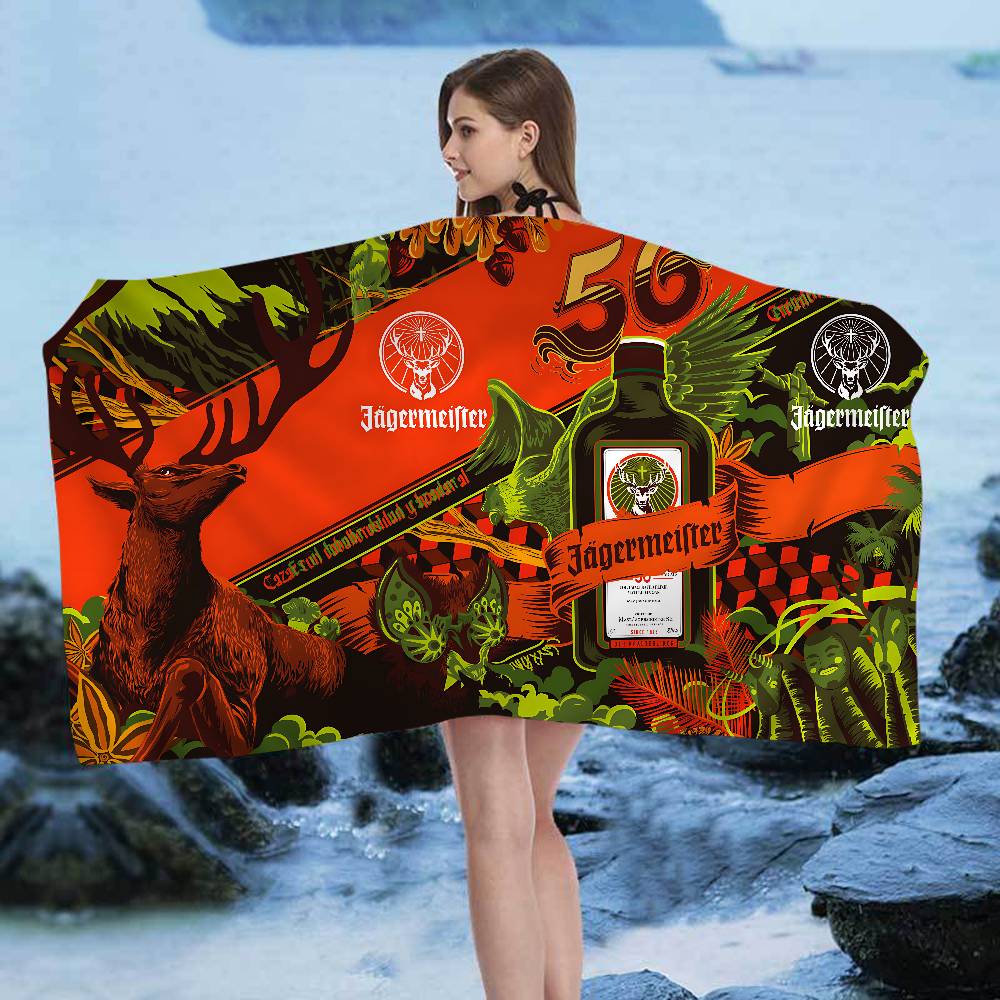 Jägermeister Logo Badetuch Mikrofaser Weich Wasserabsorbierend Atmungsaktiv Für Mädchen Kinder Dekorativ Cartoon Strandtuch W89*H183(CM)