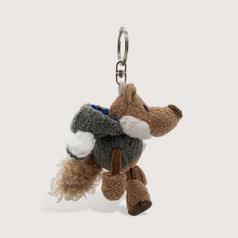 10 cm süßer, flauschiger Wolf-Schlüsselanhänger aus Plüsch für Damen, Tier-Schlüsselanhänger, Tasche, Autozubehör, Frauen, Party, Puppe, Mädchen, Geschenk, Plüsch-Schlüsselanhänger graue