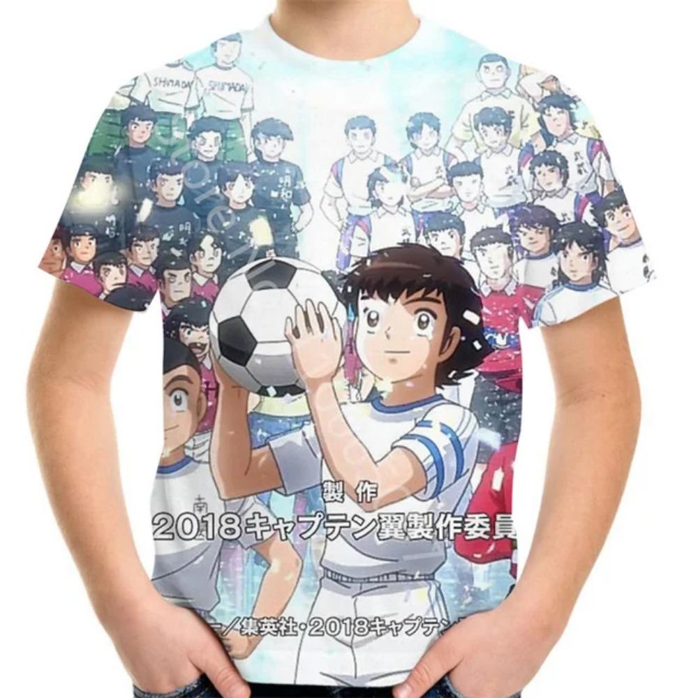 Sommer 4-20J Teen Kinder Cartoon T-Shirt Fußball Anime Captain Tsubasa 3D Druck T-Shirt Für Jungen Mädchen Kinder Mode Oberteile 130 gray