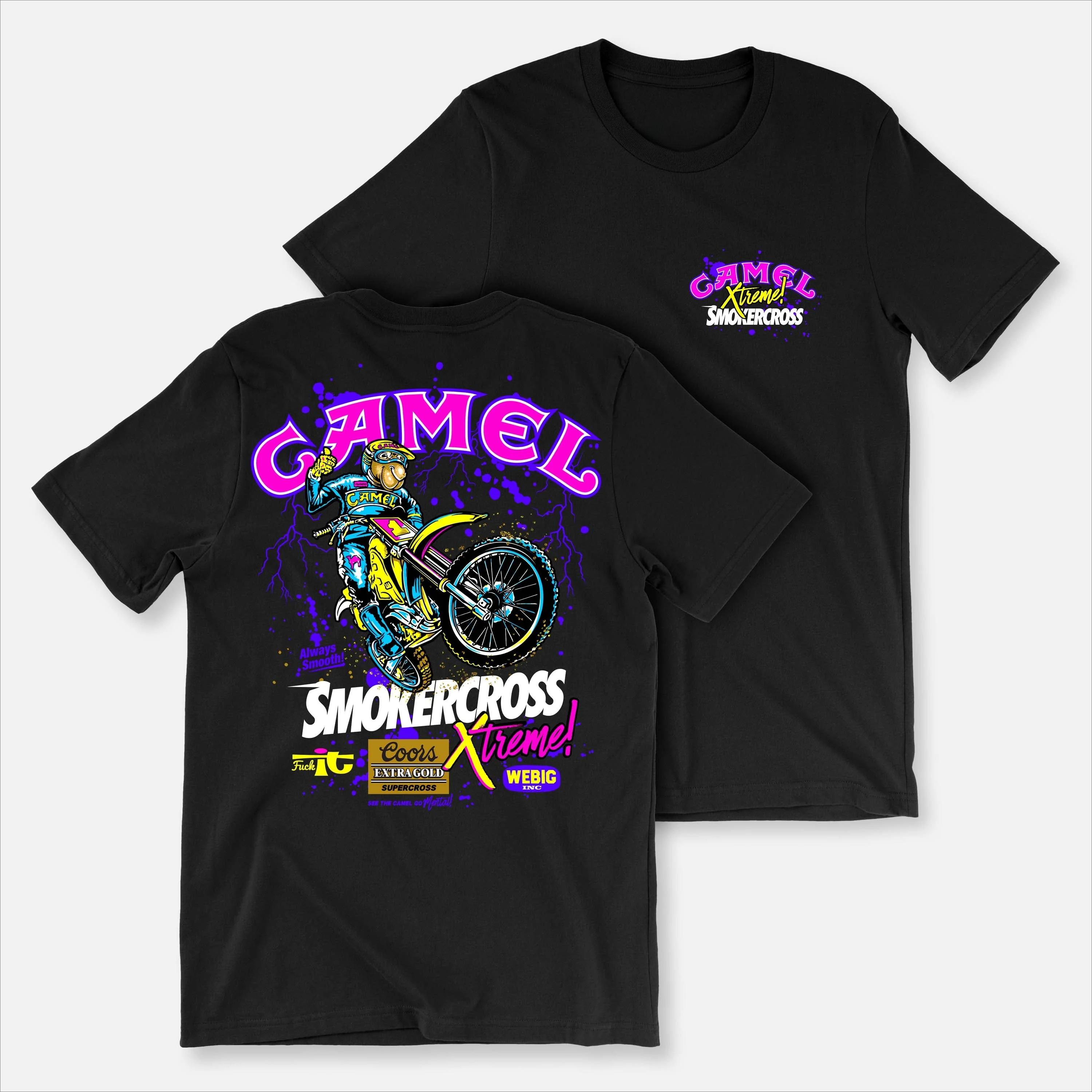 Retro Auto Camel Zigaretten T-Shirt Vintage Baumwolle Oberteile T-Shirt Kurzarm Lässig Streetwear Übergroß Damen Herren Kleidung Motorsport M