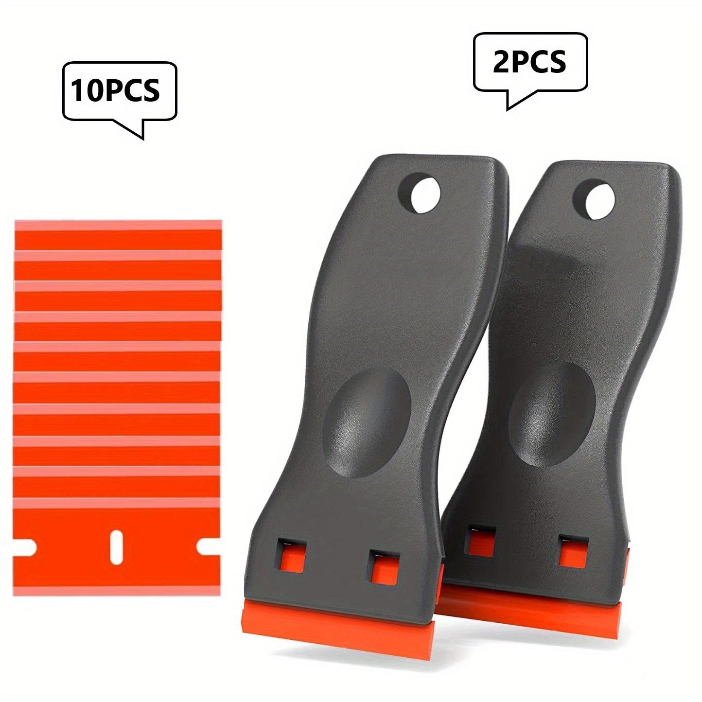 2 Stück Kunststoff-Rasierklingen-Schaber-Werkzeug: Entfernen Sie mühelos Wandfarbe, Aufkleber, Vinylkleber und mehr – 10-teiliges Klingen-Set im Lieferumfang enthalten. schwarz