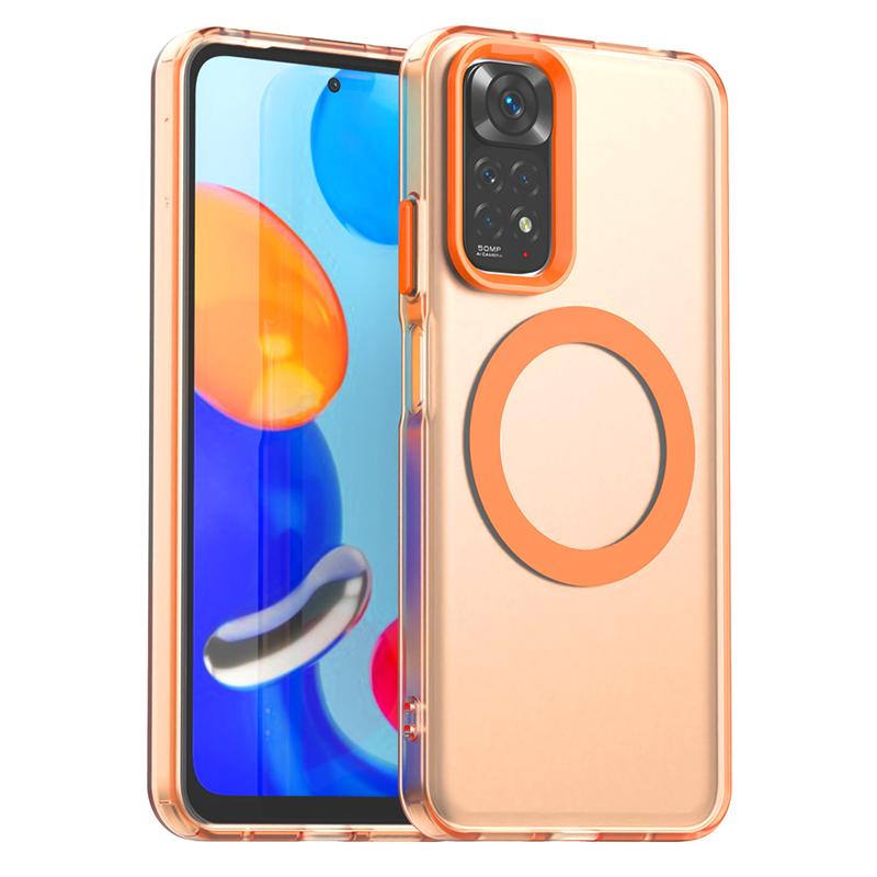 Transparente Hülle für Redmi Note 11 Hülle Redmi Note 11 11S Magnetische Adsorption Kabelloses Laden Rückseite für Redmi Note 11S Hülle Redmi Note 11 Global orange