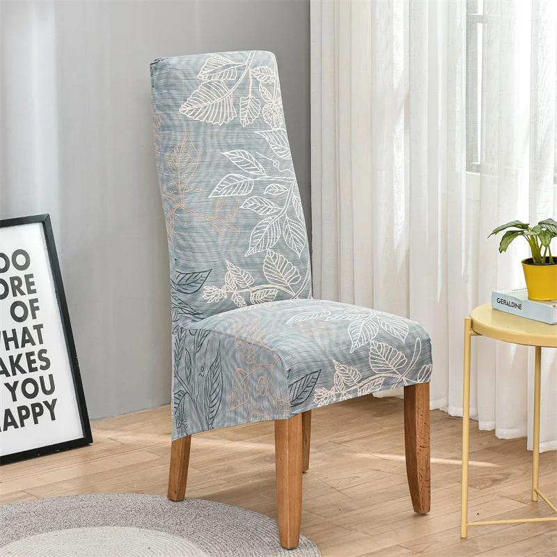 Landhausstil Langer Stuhlhussenbezug XL Größe Hochlehner Stuhlhussen King Rückenlehnenbezüge Nordisch für Küche Hotel Bankett 1 Pc gray