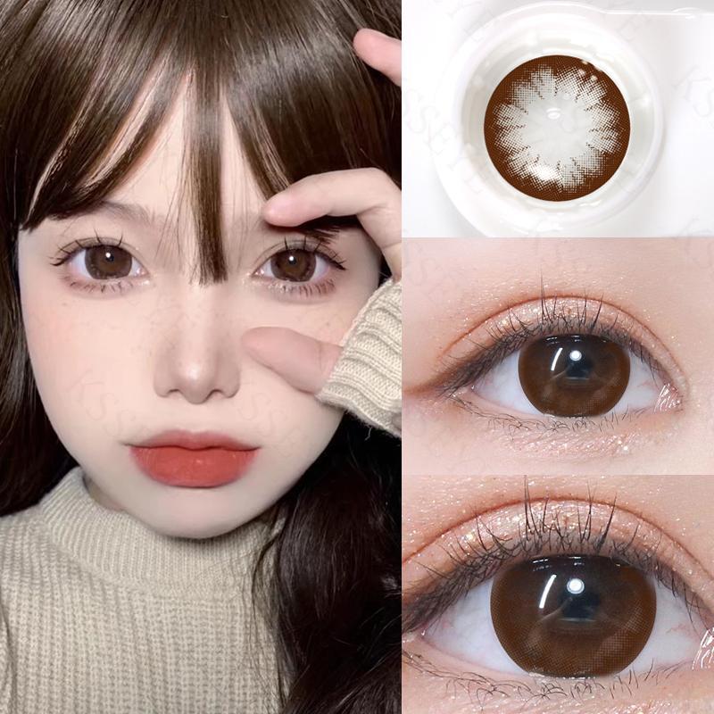 (0,00~-8,00) MillCreek Farbige Kontaktlinsen mit Sehstärke Weiche Kontaktlinsen Mit Grad Jährliche Farblinsen Mit Korrektur Cosplay-Linsen braun