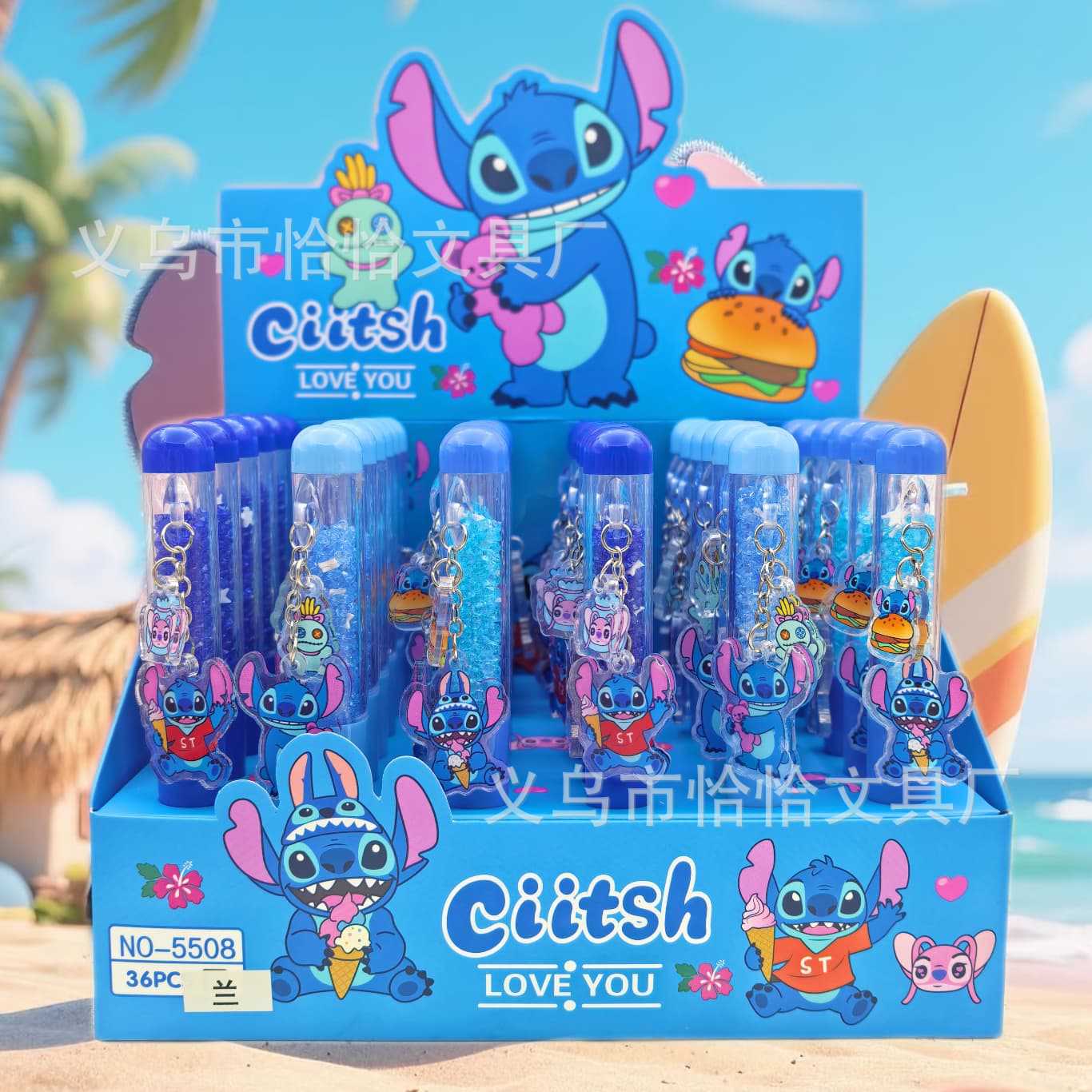 MINISO Kreativer Disney Stitch Diamant Gelstift Niedliche Drehkugelschreiber mit schwarzer Tinte Werbegeschenk Büro Schulbedarf Random One