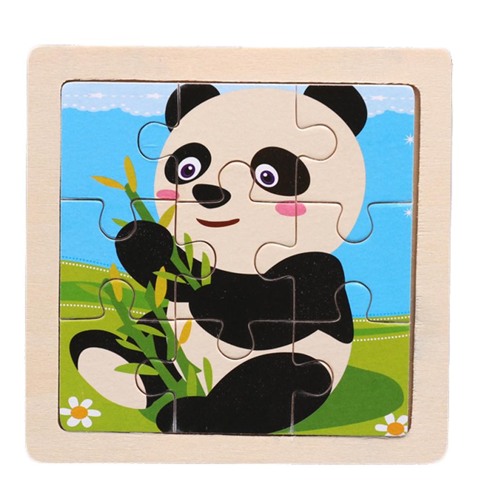 TOYS & TOTS 9 Stücke Holz Cartoon Tiere Puzzle Lernen Bildung Panel Kinderspielzeug Panda#