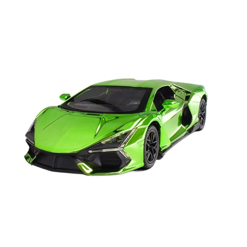 1/24 Lamborghini Revuelto Galvanisiertes Legierungsauto Diecasts & Spielzeugfahrzeuge Metallspielzeugauto Modell Ton und Licht Sammlung Kinderspielzeug grün