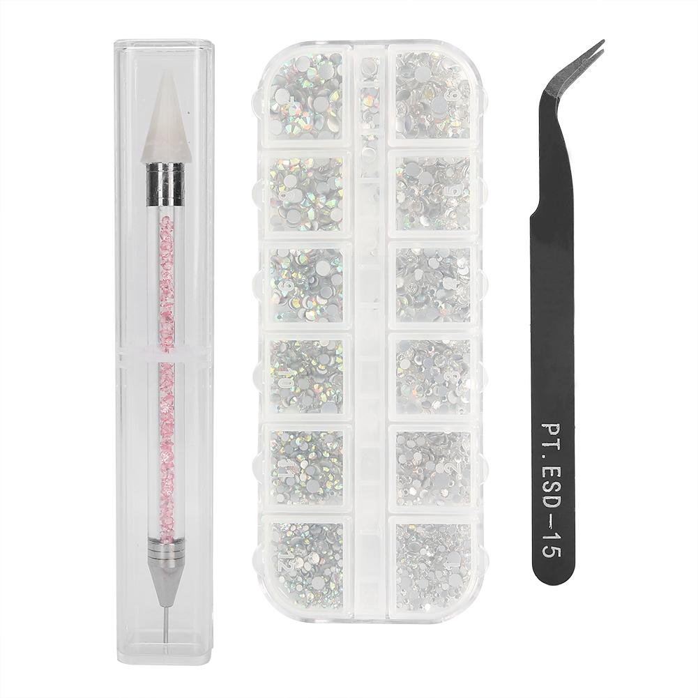 Nail art Strass Gebogene Pinzette Silikon Punktierung Stift Maniküre Decor Set Nail art Werkzeug