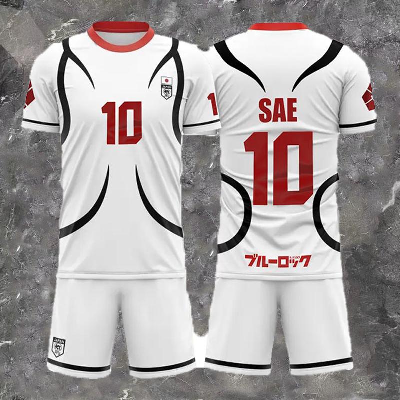 Blue Lock Japan U20 Weiß Cartoon Anime Cosplay Herren Anzüge Trikot Sommer Erwachsener/Kind Kurzarm Set Mode Damen Sport Sets 6XL