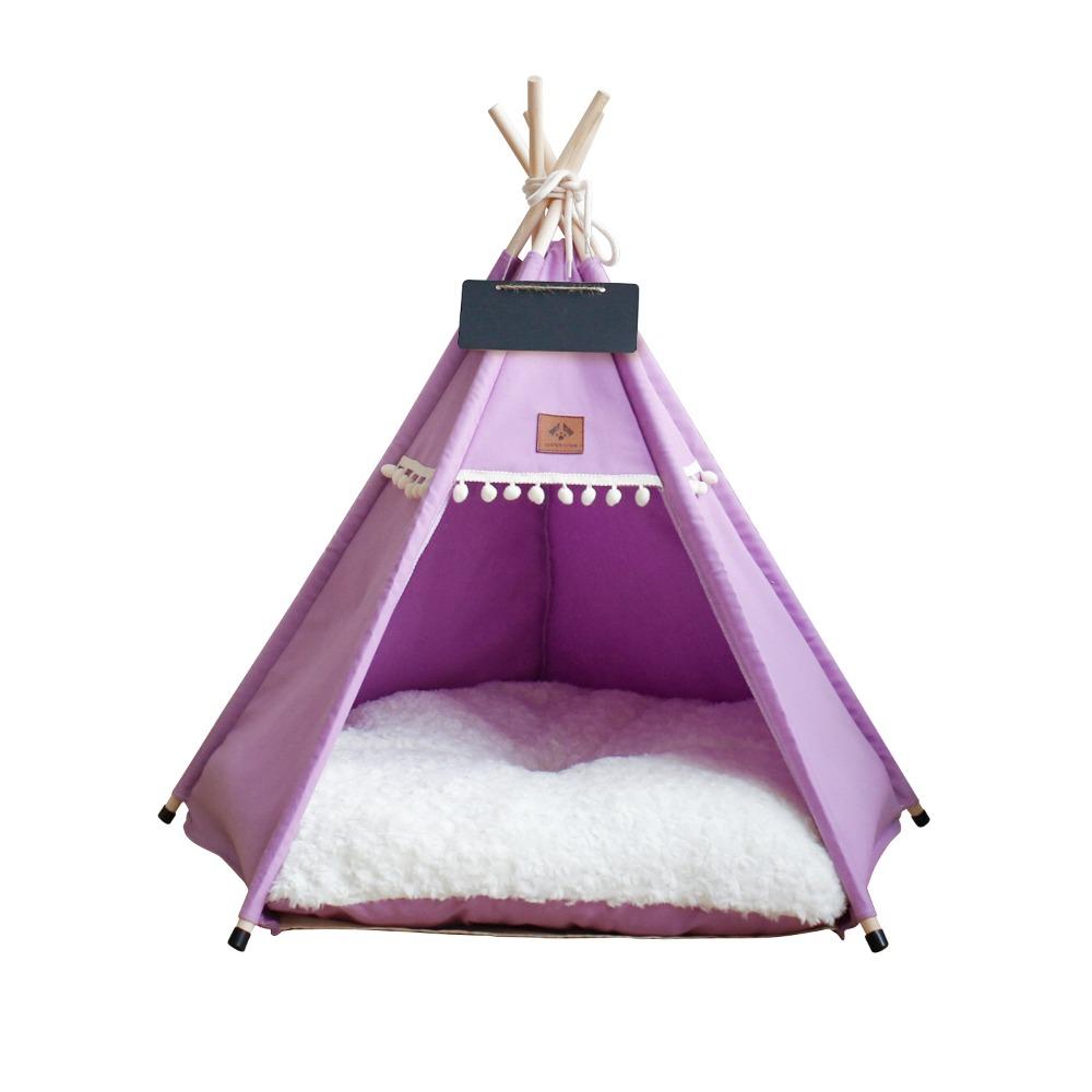 Waschbares Katzen-Tipi-Zelt mit dickem Kissen Haustierzelt Hundezwinger Hundezeltbett Haustierbedarf S violett