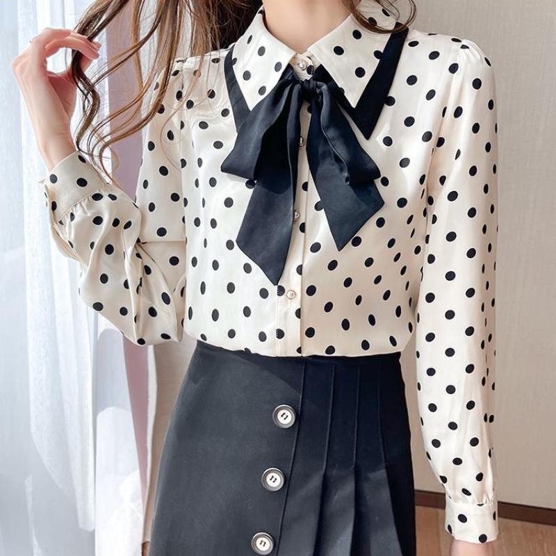 Frühling und Herbst Damen Shirt Langarm Backing Chiffon Shirt Mode Hochwertiges Top Vielseitiges Design Sinn Kleine Damen Shirt 3XL apricot