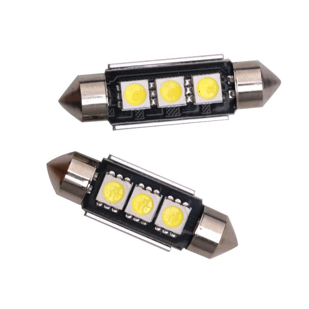2/1PC 12V Festoon 3SMD Canbus 36mm CANBUS Fehlerfrei 3 LED Kennzeichen Dome Led Glühbirnen 41mm-2PCS weiß