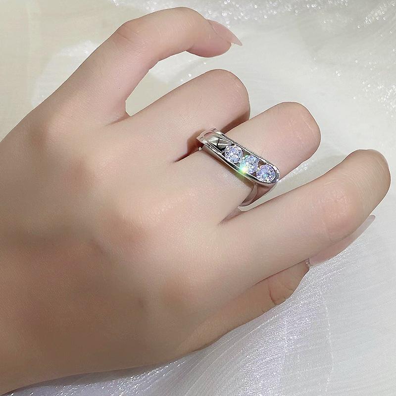 Neuer Silberschmuck Unregelmäßiger Weißer Zirkon Durchbrochener Ring für Männer und Frauen Party Hochzeitsschmuck Geschenke Dropshipping 8