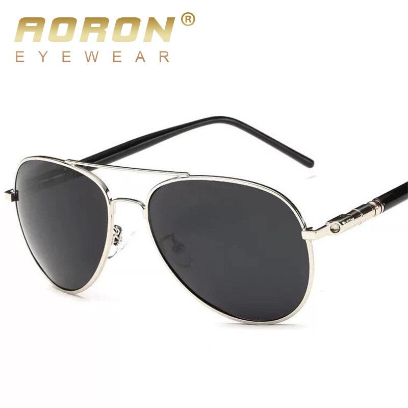 AORON Modische polarisierte Sonnenbrille für Herren, klassische Sonnenbrille, UV400-Beschichtung, Legierungsrahmen, Fahrbrille für Herren silber