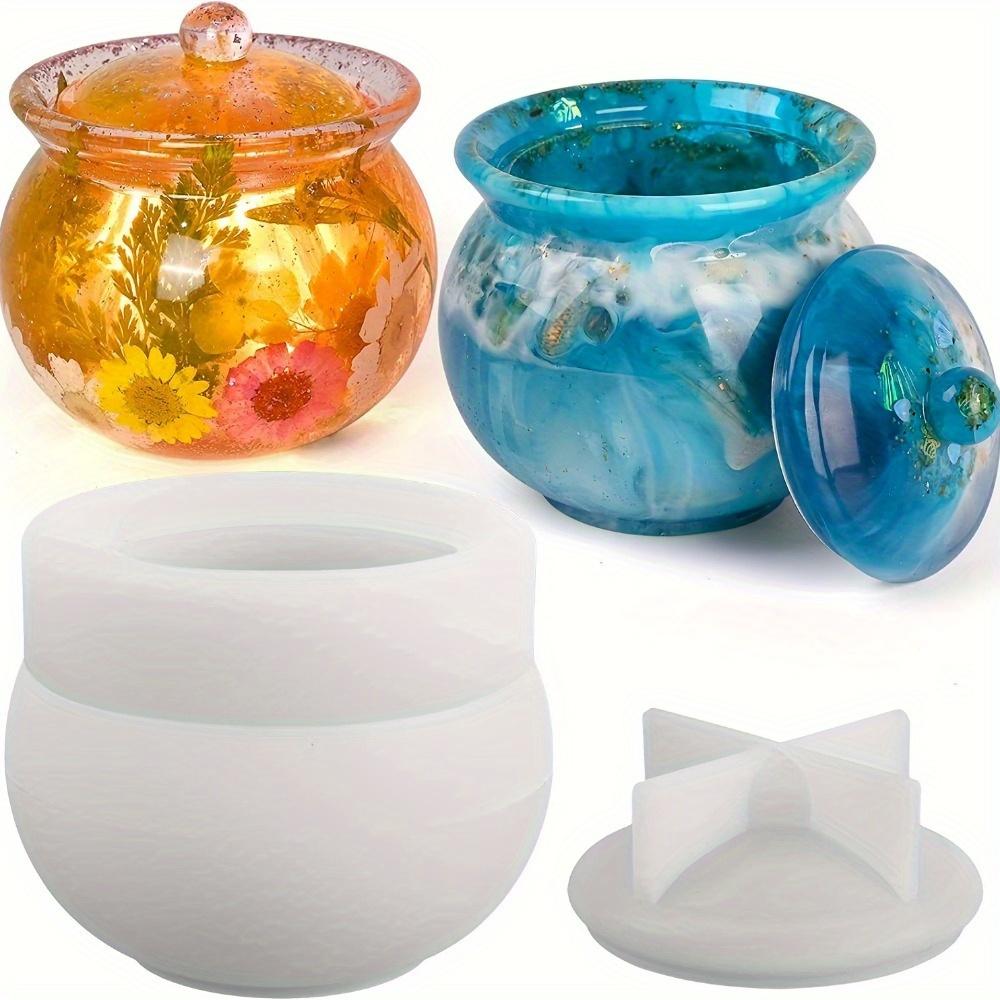 1 Stück Glas-Silikonformen, Glas-Harzformen mit Deckel, Epoxidformen für DIY-Schmuckaufbewahrungsbox, Kerzenhalter, Süßigkeitenbehälter, Epoxidharz-Gussgeschenke 2pcs/set blue