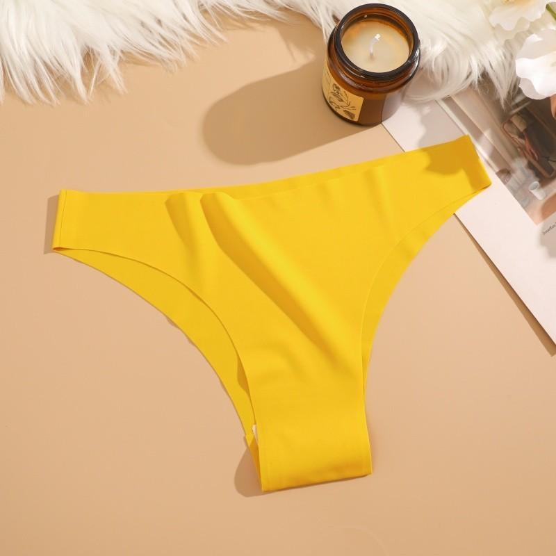 FINETOO Nahtlose und spurlose Höschen für Damen, einfarbige Unterwäsche, weiche und bequeme Dessous, 12 Farben M gelb