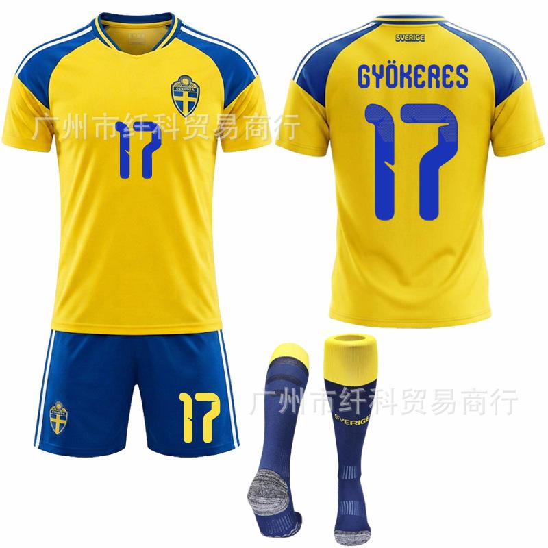 Schweden Heimfußballtrikot Nr.. 17 10 Ibrahimovic Trikot Gelbes Trikot USA, Mexiko Weltmeisterschaft XS