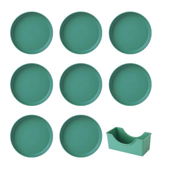 8 Stück leichte Kunststoffteller, unzerbrechliche, wiederverwendbare Teller, spülmaschinenfest, bunte Teller Round grün