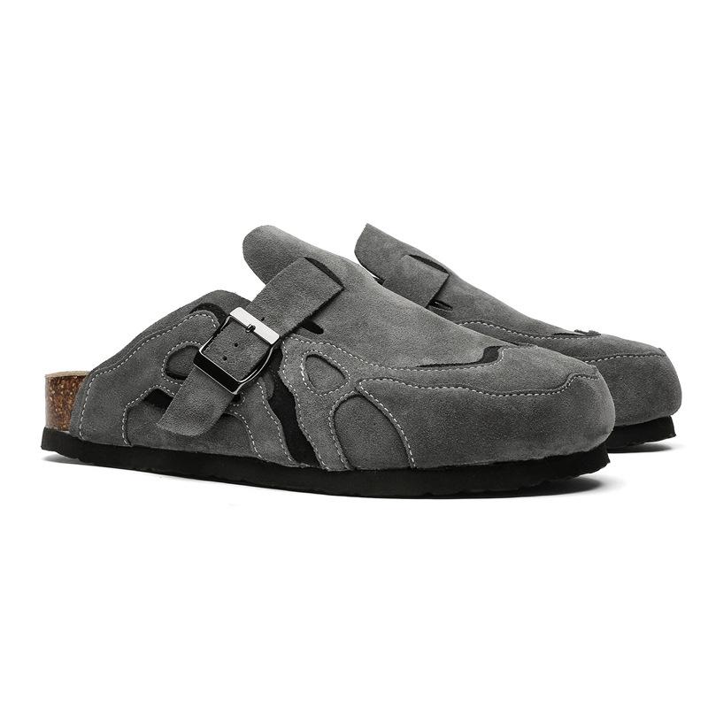 Kork Pantoletten Hausschuhe Herren Damen Geschlossene Zehen Hausschuhe Hausschuhe Clogs Vintage Muller Hausschuhe Fußgewölbeunterstützung 39EU/CN40 grau