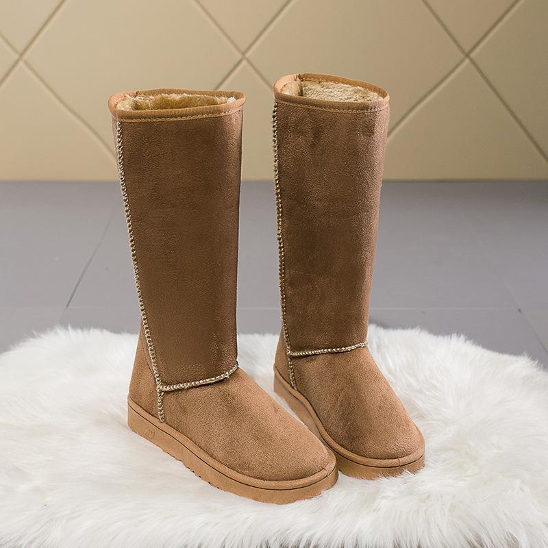 Frauen Klassische Damen Mädchen Winter Schnee Stiefel 2024 Wasserdicht Warm Echtes Leder Pelz Australien Plus Samt Knie Hohe Winter 37 leichte braune