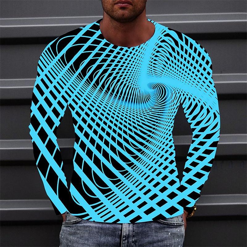 Herrenbekleidung T-Shirt T-Shirt Optische Täuschung 3D-Grafik Bedrucktes T-Shirt Outdoor Street Langarm Bekleidung Sport Designer Casual S