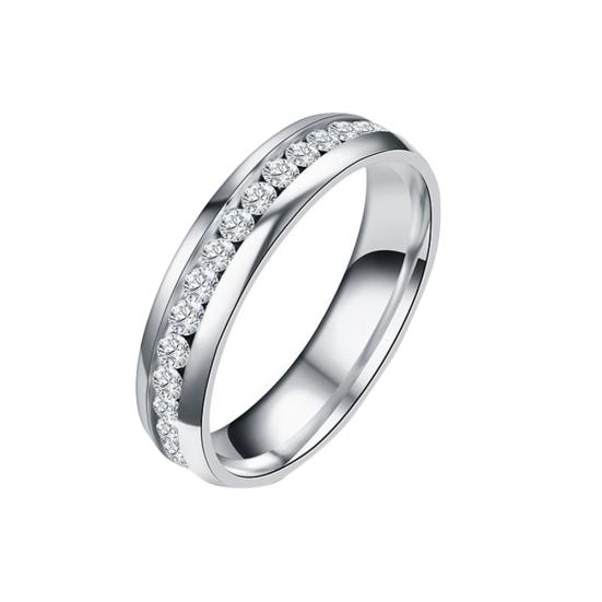 Magnetischer Edelstahlring, Strass Verstellbarer Statement-Schmuck für Damen Herren US 8 silber