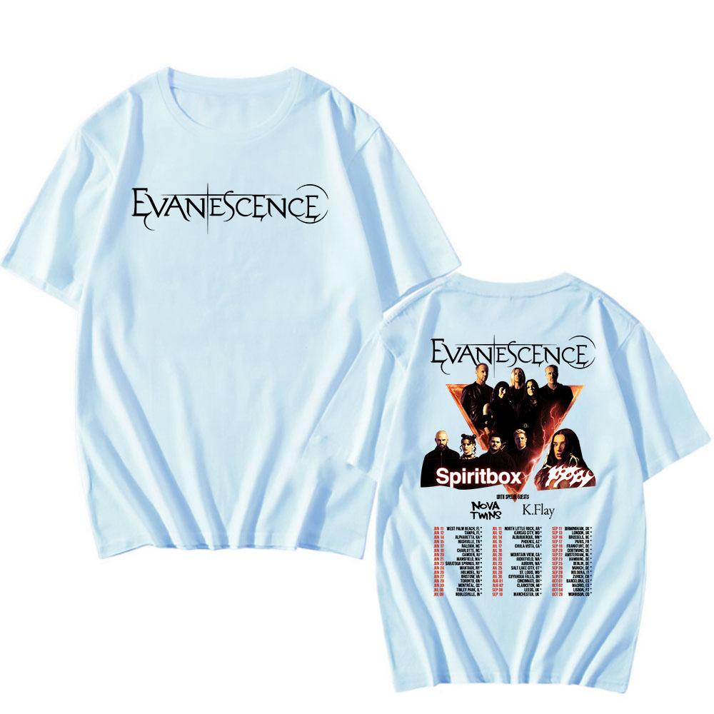 EVANESCENCE Tour 2026 T-Shirt Heavy Metal Mode Unisex Streetwear Männer Frauen Kleidung Hip Hop Baumwolle Herren T-Shirts Druck T-Shirts XXL white
