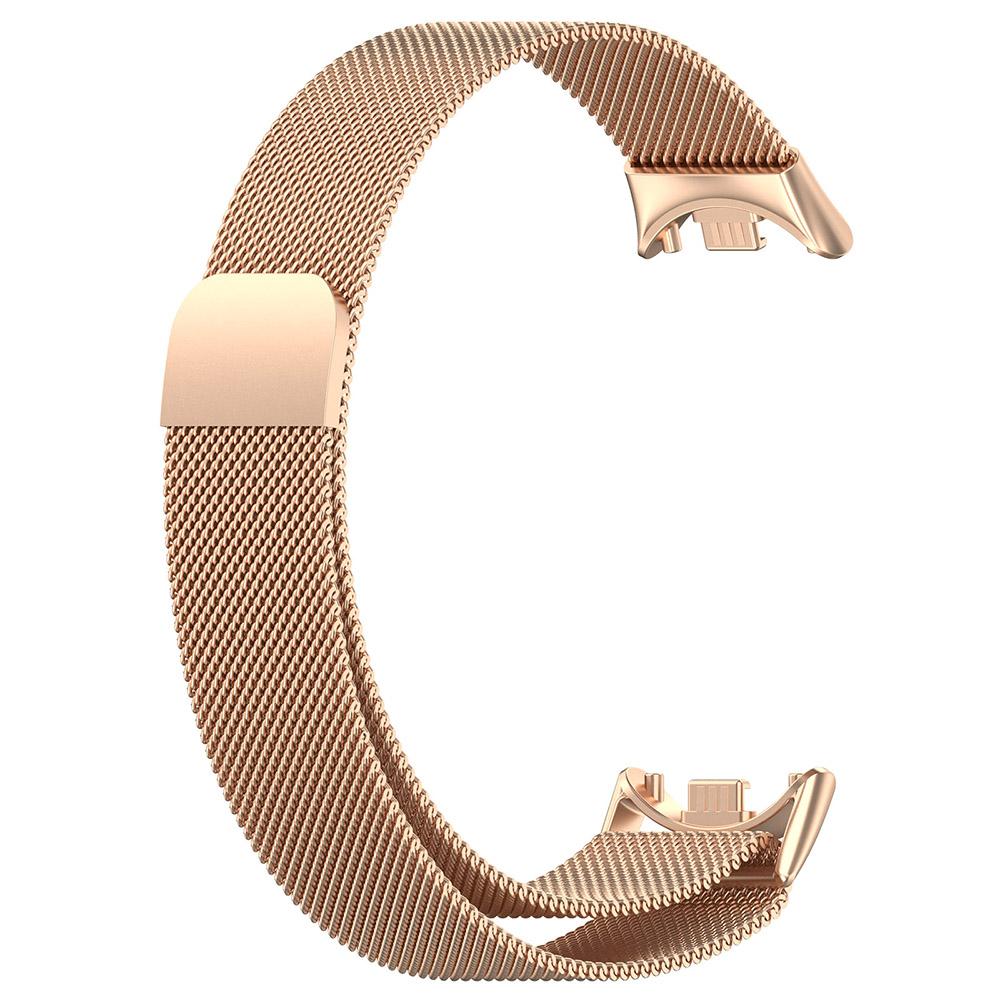 Milanaise-Loop-Band für Xiaomi Mi Band 8, Edelstahl-Mesh-Armband, Armband Xiaomi Mi Band 8 rose gold