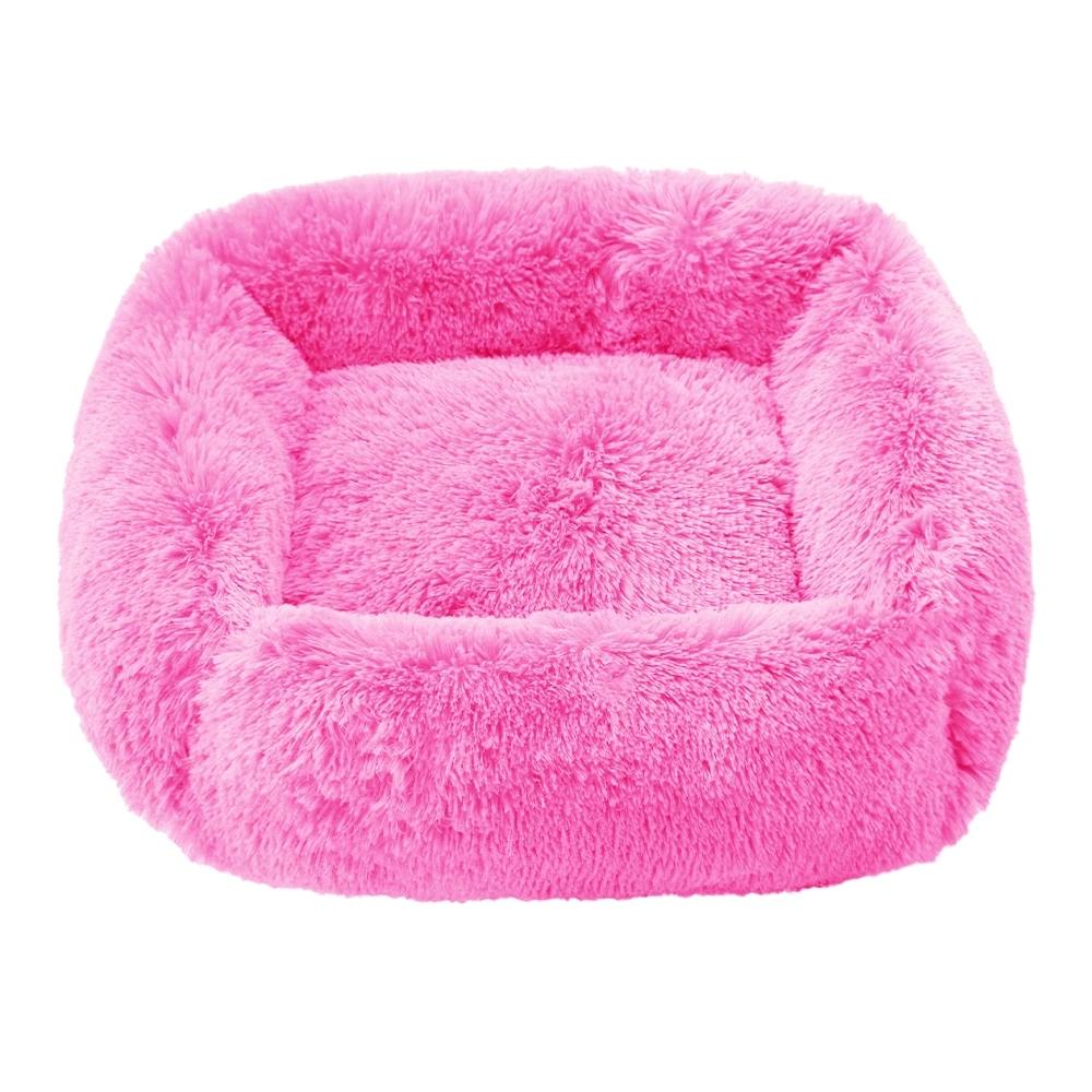 Hundebetten Neues superweiches quadratisches Hundebett Katzenbett Plüschbett in voller Größe Ruhiges Bett Bequemes Schlafartefakt Beruhigendes Hundebett S 45x35cm pink