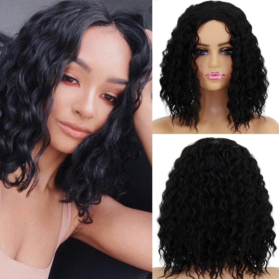 MERISIHAIR Synthetische lockige Perücke für schwarze Frauen, Afro-Lockenperücke, hitzebeständige Faser, gewellte Perücke für Frauen, Cosplay, Partykleidung 13inches