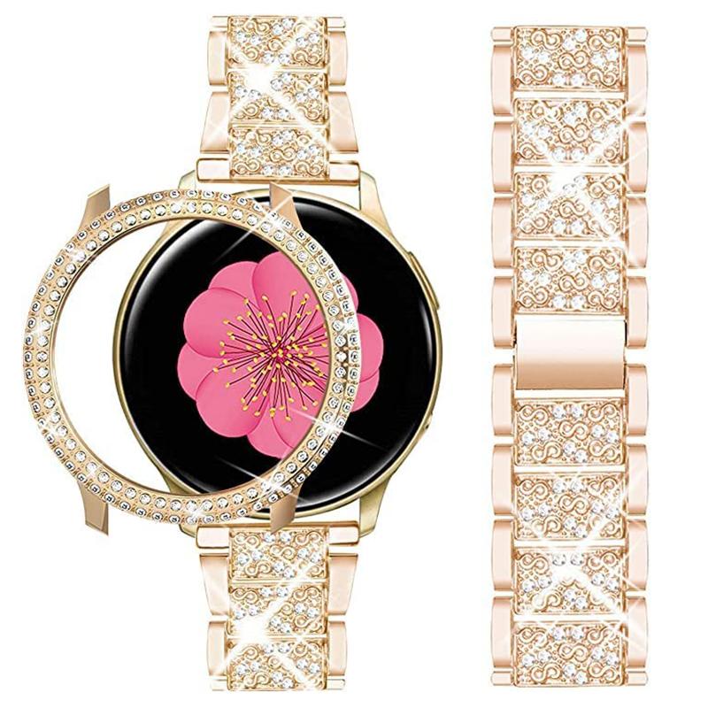 Strap Case Protector Für Samsung Galaxy Uhr 6 5 40mm 44mm Metall Armband Für Galaxy Uhr 4 44mm 40mm Band Diamant Abdeckung Galaxy watch 4 40mm gold