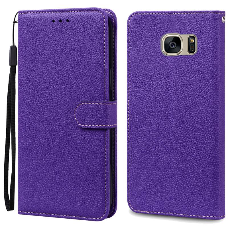 S7Edge Fall Für Samsung Galaxy S7 Fall Leder Brieftasche Auf Für Samsung S7 Rand Fall Weiche Flip-Cover Für Samsung s7 S 7 Rand Fundas For Samsung S7 Edge dunkelviolette