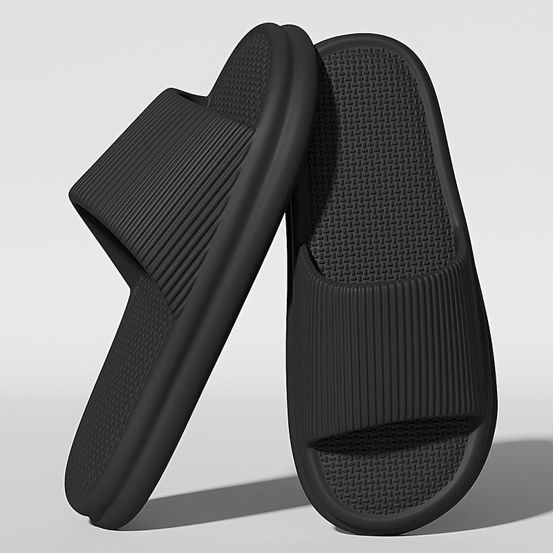 Bestellen Sie eine Nummer größer Sommer-Hausschuhe Flip-Flops Mann Indoor Home Frau Schuhe EVA weiche Sohle Hausschuhe Dusche Home Slides Paar rutschfeste Casual Sandalen 38-39 schwarz