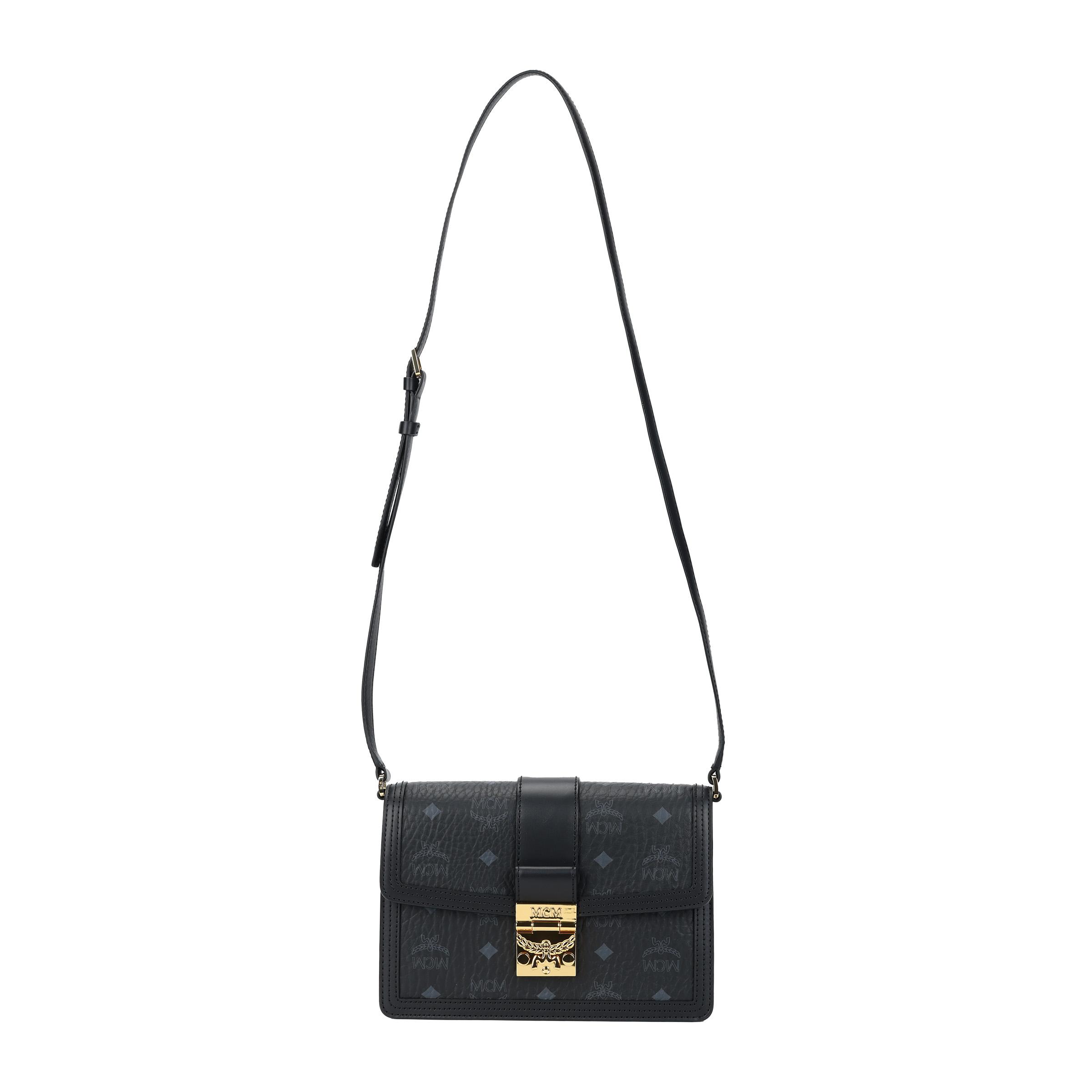 MCM Tracy Klassisches Logo Lorbeerblatt-Schlossverschluss Visetos-Muster Kunstleder Umhängetasche Klein Damen Taschen Schwarz MWSCAXT01BK001 Basic Set (Bag+Dust Bag) gray