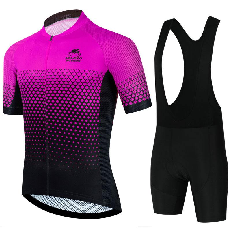 Salexo Fahrradtrikot Set Herren Sommer Kurzarm Neu Renn-MTB Radfahren Fahrradbekleidung Uniform Ropa Ciclismo Maillot Hombre 4XL