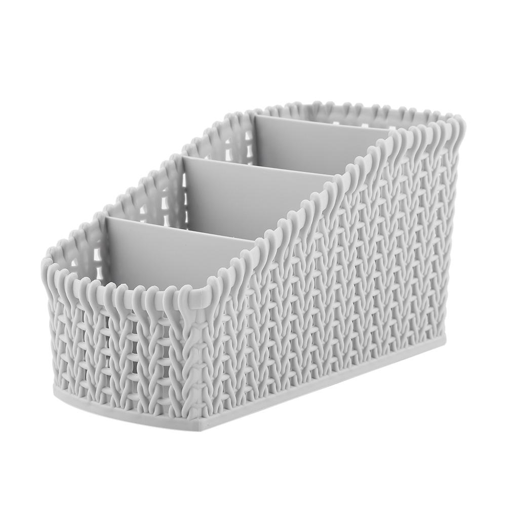 Multi grid Rattan Desktop Storage Box Kosmetik Halter Desktop Organizer (Hellgrau) grau