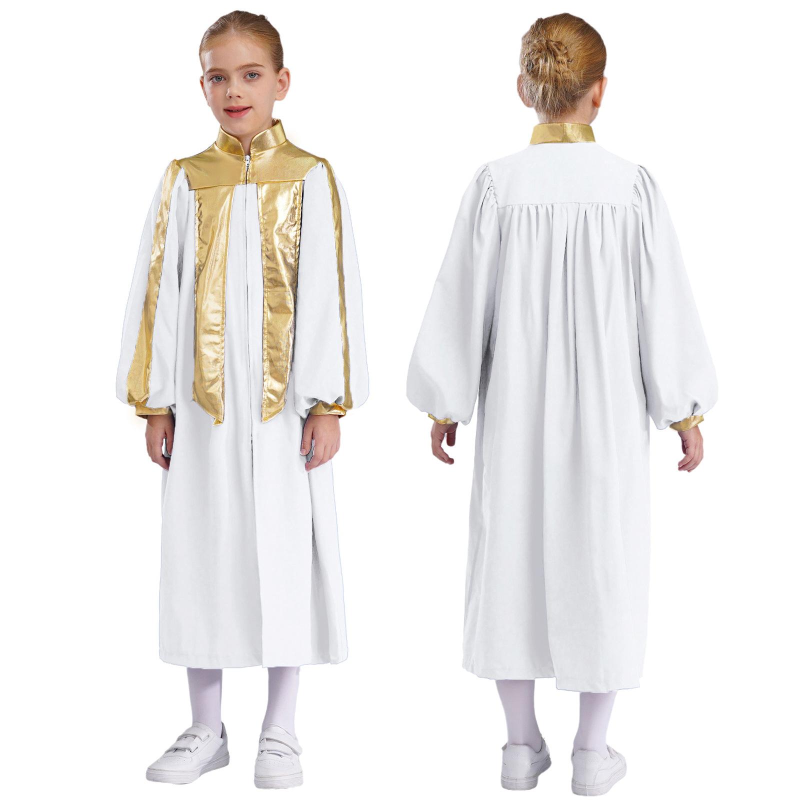 Chorrobe für Jungen und Mädchen, für die Kirche, Taufe, Kostüm, Reißverschluss, Abschlusskleid für die Schule 11-12 Years weiß