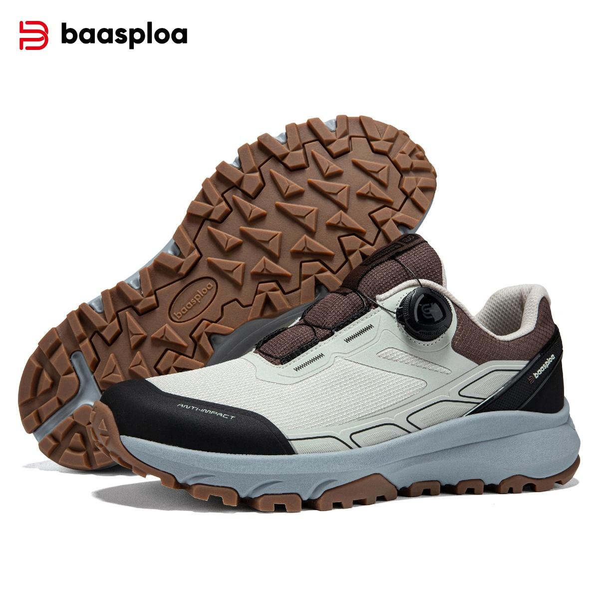 Baasploa Herren Outdoor Wanderschuhe Wanderschuhe Herren Drehschnalle Leichtgewicht Rutschfest Herren Outdoor Marke Herrenschuhe Winter Upgrade Verdickt 43 beige